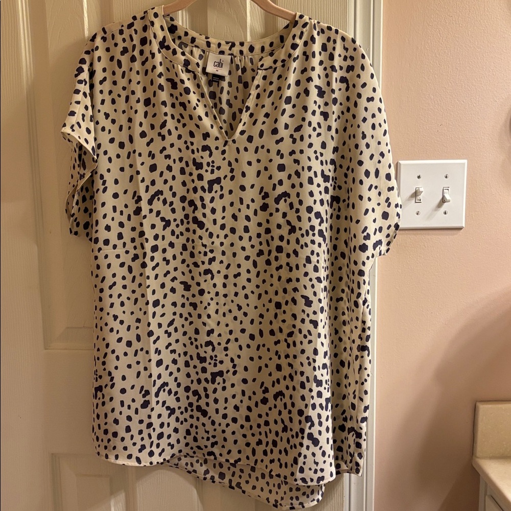 CAbi Cream and purple Polka Dot Blouse